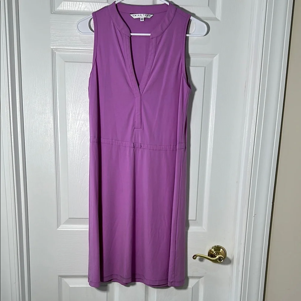 Trina Turk Purple Sheath Midi Dress V-Neck Sleeveless - Picture 2 of 9